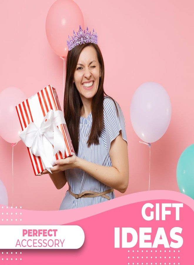 Papoopy Birthday Tiara Crown with Sash for Women, Headband Hair Accessories for Wedding Party Costume (A-Purple) - Image 5